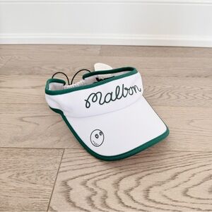 MALBON Golf Visor | White & Green | Adjustable | Lightweight